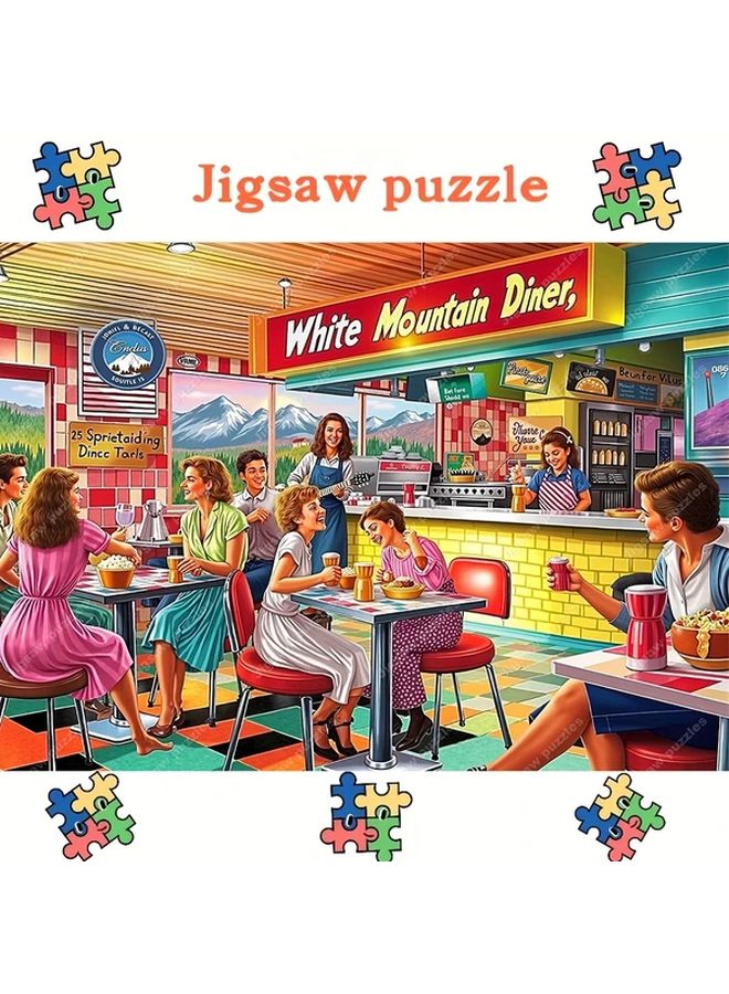 لغز بازل 1000 قطعة مشهد مقهى قديم 19.69x27.56 بوصة فن ريترو للبالغين والمراهقين - Image 2