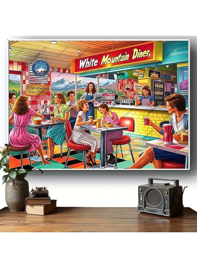 لغز بازل 1000 قطعة مشهد مقهى قديم 19.69x27.56 بوصة فن ريترو للبالغين والمراهقين - Image 4