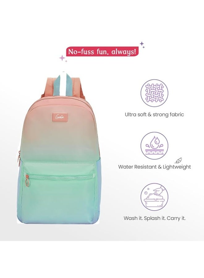 Genie Chrome Casual Backpack for Girls |17 In-20 Ltr with Laptop Sleeve, Two Compartments and Trolley Sleeve with Padded Shoulders |Best for Books,Stationery,Lunch Box & Essentials - Multi Color - Image 2