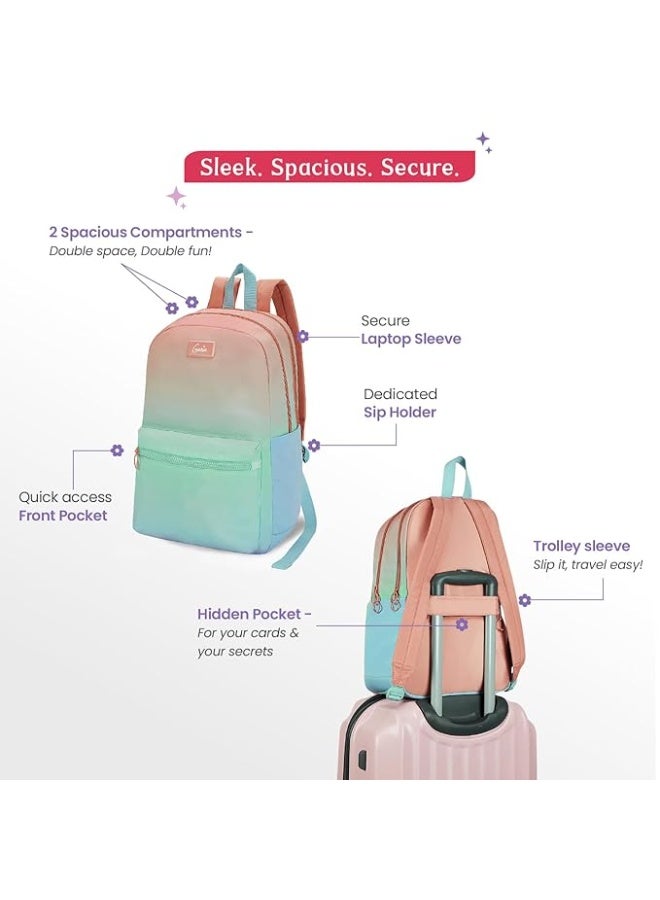 Genie Chrome Casual Backpack for Girls |17 In-20 Ltr with Laptop Sleeve, Two Compartments and Trolley Sleeve with Padded Shoulders |Best for Books,Stationery,Lunch Box & Essentials - Multi Color - Image 4