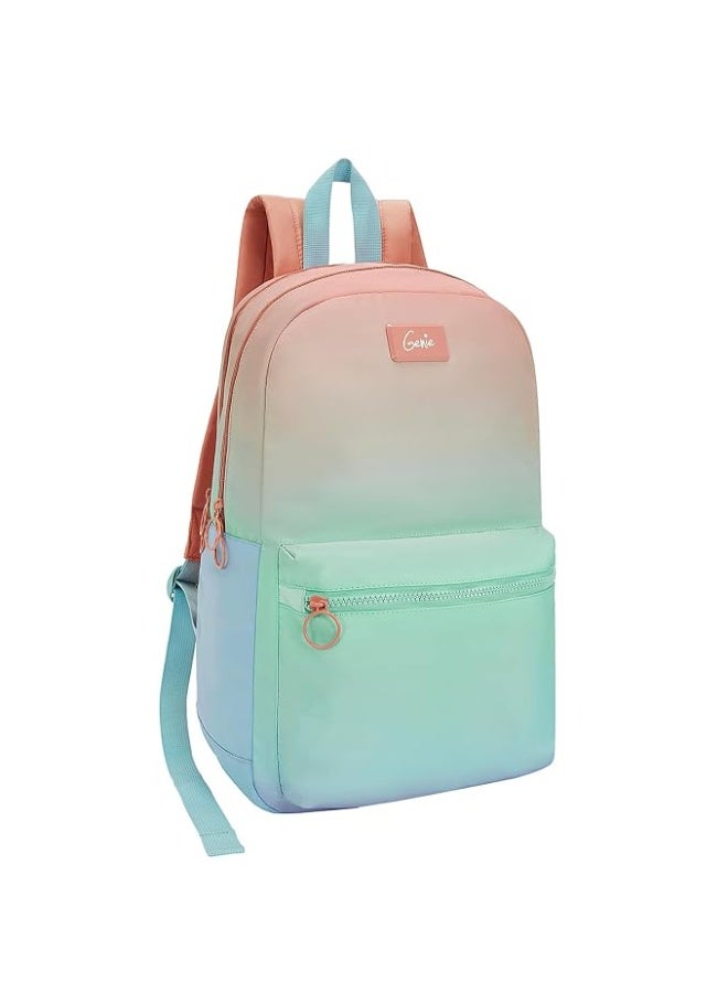 Genie Chrome Casual Backpack for Girls |17 In-20 Ltr with Laptop Sleeve, Two Compartments and Trolley Sleeve with Padded Shoulders |Best for Books,Stationery,Lunch Box & Essentials - Multi Color - Image 1