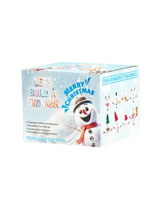 المنزل الذكي هوم سمارت مجموعة طين رجل الثلج للأولاد والبنات - عبوة من 9 قطع طين، 9 أغطية، 3 قبعات بابا نويل، 3 أوشحة، 27 زرًا، 18 يدًا، 9 أنوفًا، 18 عينًا، هدية مثالية لعيد الميلاد والحفلات. - Image 1