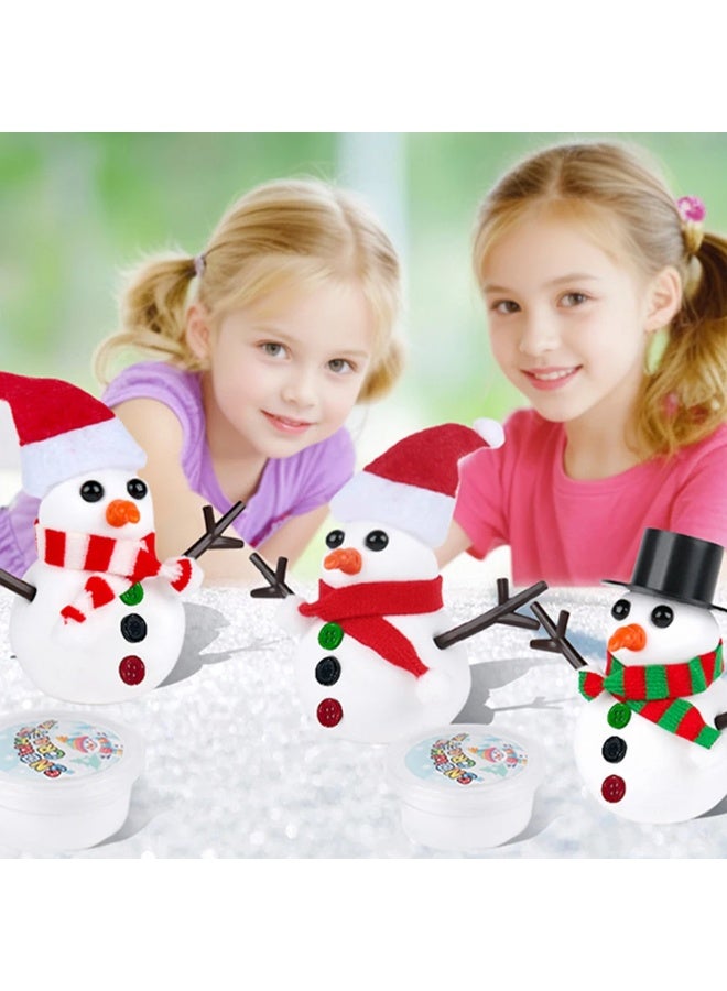المنزل الذكي هوم سمارت مجموعة طين رجل الثلج للأولاد والبنات - عبوة من 9 قطع طين، 9 أغطية، 3 قبعات بابا نويل، 3 أوشحة، 27 زرًا، 18 يدًا، 9 أنوفًا، 18 عينًا، هدية مثالية لعيد الميلاد والحفلات. - Image 4