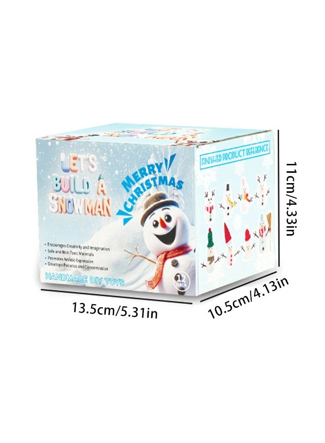 المنزل الذكي هوم سمارت مجموعة طين رجل الثلج للأولاد والبنات - عبوة من 9 قطع طين، 9 أغطية، 3 قبعات بابا نويل، 3 أوشحة، 27 زرًا، 18 يدًا، 9 أنوفًا، 18 عينًا، هدية مثالية لعيد الميلاد والحفلات. - Image 2