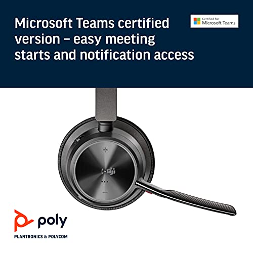 POLY-Voyager Focus 2 Uc USB-A Headset (Plantronics)-Dual-Ear (Stereo)Bluetooth Headphones with Boom Mic-USB-A Pc/Mac Compatible-Active Noise Canceling-Works with Teams (Certified), Zoom & More-On Ear - Image 4