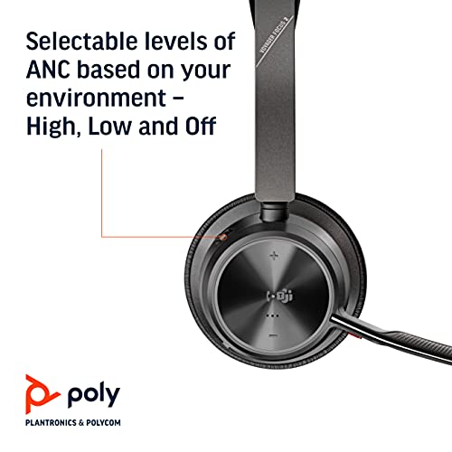 POLY-Voyager Focus 2 Uc USB-A Headset (Plantronics)-Dual-Ear (Stereo)Bluetooth Headphones with Boom Mic-USB-A Pc/Mac Compatible-Active Noise Canceling-Works with Teams (Certified), Zoom & More-On Ear - Image 3