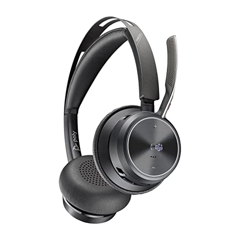 POLY-Voyager Focus 2 Uc USB-A Headset (Plantronics)-Dual-Ear (Stereo)Bluetooth Headphones with Boom Mic-USB-A Pc/Mac Compatible-Active Noise Canceling-Works with Teams (Certified), Zoom & More-On Ear - Image 1