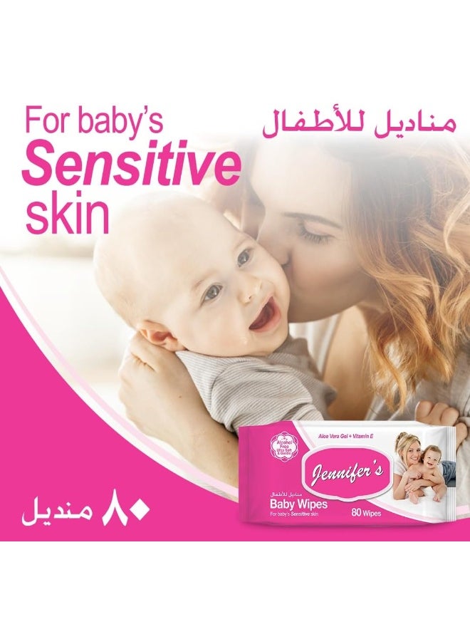 Jennifer's Aloe Vera Gel And Vitamin E Baby Wipes 80's  - Image 3