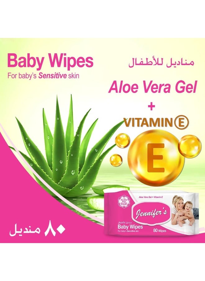 Jennifer's Aloe Vera Gel And Vitamin E Baby Wipes 80's  - Image 4