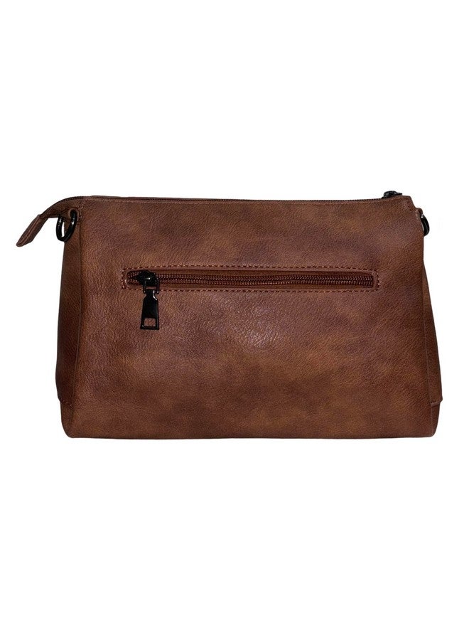 GLOSSY PU Sling Bag for women with two Detachable Belts (Tan) - Image 5