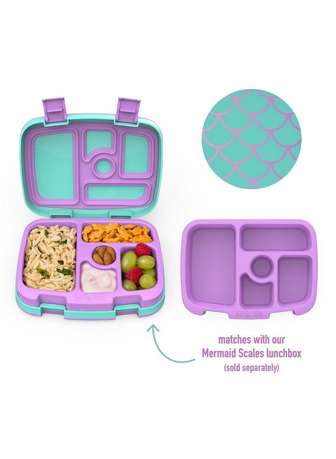 بنتجو صينية مطبوعة للأطفال مع غطاء شفاف، قابلة لإعادة الاستخدام، خالية من مادة Bpafree، حاوية إعداد الوجبات مكونة من 5 حجرات مع تحكم مدمج في جزء الوجبات الصحية في المنزل وأثناء التنقل (موازين حورية البحر) - Image 2