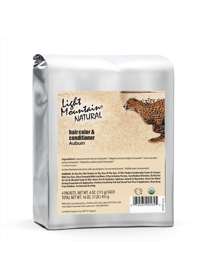 Light Mountain - Light Mountain Henna Hair Color & Conditioner, Auburn - Organic Henna Leaf Powder, Pure Botanical Semi-Permanent Hair Color with Conditioning Benefits, 16 Oz - Image 1