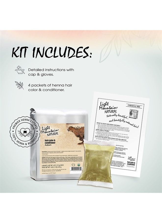 Light Mountain - Light Mountain Henna Hair Color & Conditioner, Auburn - Organic Henna Leaf Powder, Pure Botanical Semi-Permanent Hair Color with Conditioning Benefits, 16 Oz - Image 1