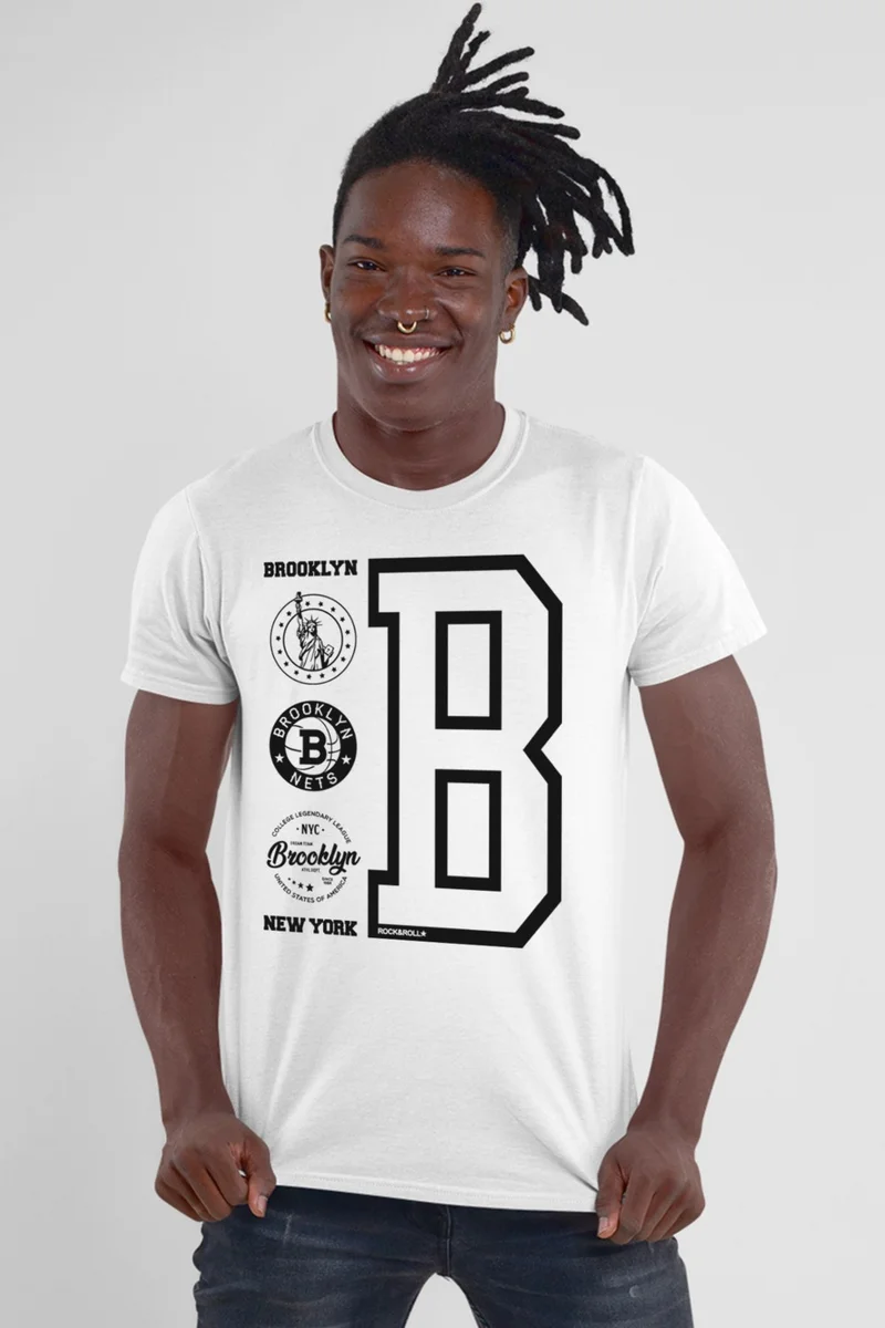 Brooklyn Logo White Men's T-Shirt