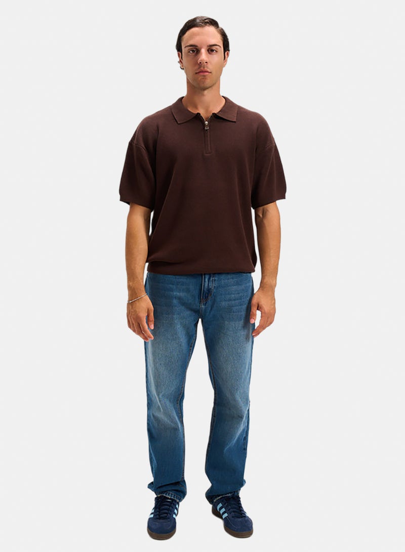 bowline Brown Basic Quarter Zipper T-shirt - Image 2