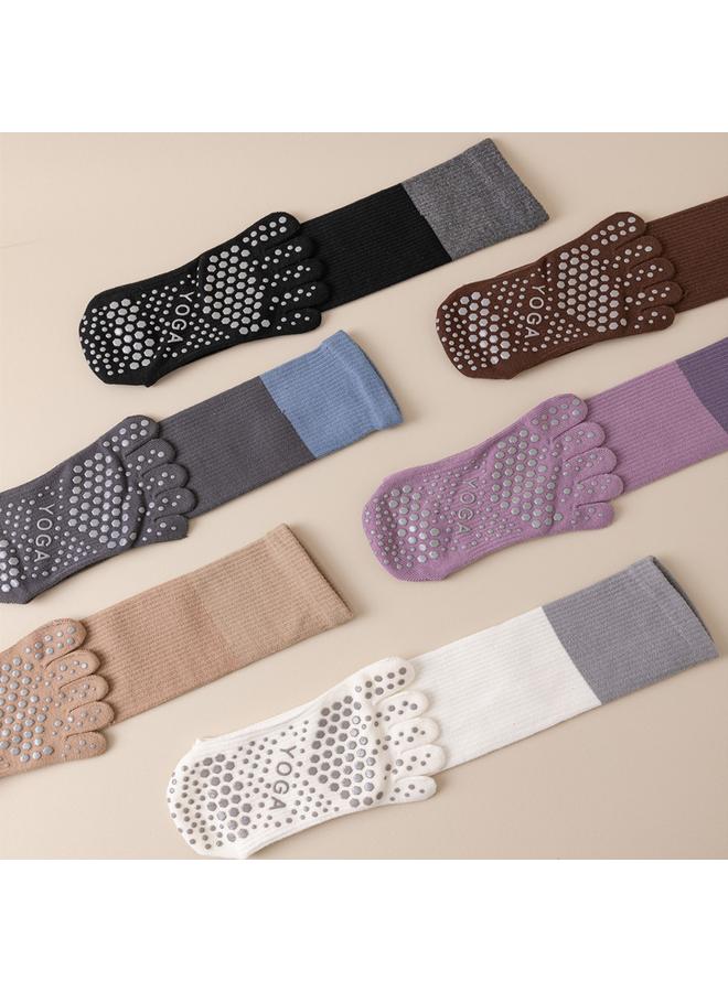 Bluejw Five-Finger Yoga Socks Non-Slip-dispensing Long-barbed Calf Socks Women's Pressure High-barbed Professional Pilates Fitness Dance Socks - Image 5