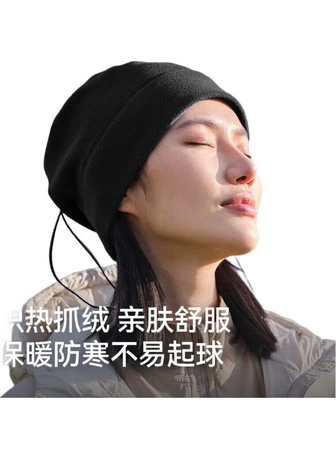 PELLIOT Outdoor Fleece Hat, Sherpa Neck Gaiter, Windproof, Warm, Neck Protection, Skiing Cap, 16343453, Black - Image 3