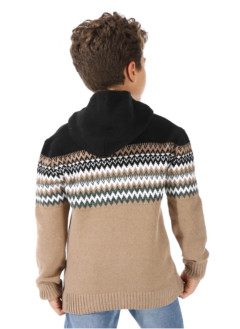 Caesar - Wool Boys Pullover With Multi Design - Image 1