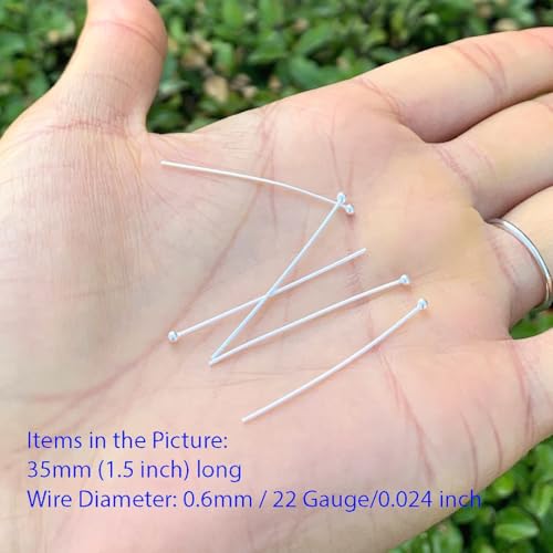 Adabele 20pcs Adabele Authentic Sterling Silver Round Ball Headpin Head Pins 18mm (0.7 inch) Hypoallergenic for DIY Craft Jewelry Making (Wire 0.6mm/22 Gauge) SS424 - Image 4
