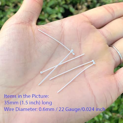 Adabele 20pcs Adabele Authentic Sterling Silver Round Ball Headpin Head Pins 18mm (0.7 inch) Hypoallergenic for DIY Craft Jewelry Making (Wire 0.6mm/22 Gauge) SS424 - Image 3