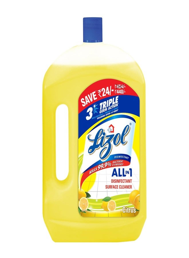 Lizol Disinfectant Surface & Floor Cleaner Liquid, Citrus - 2 Litre | Suitable for All Floor Cleaner Mops | Kills 99.9% Germs| India's #1 Floor Cleaner - Image 1