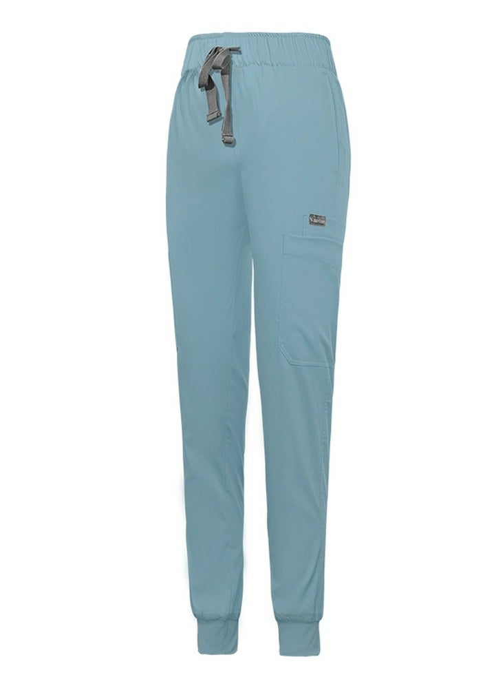 Loquat Medical Uniform Scrubs Pants Unisex Elastic Waist Jogger Pants Workwear Light Blue 