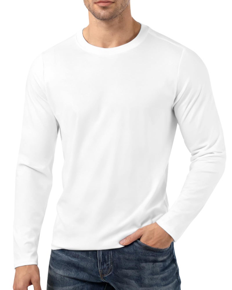 AJGAI Long Sleeve Shirts for Men, Lightweight Crew Neck Basic Tees Shirts，Soft Plain Slim Fit Stretch T-Shirts Casual - Image 1