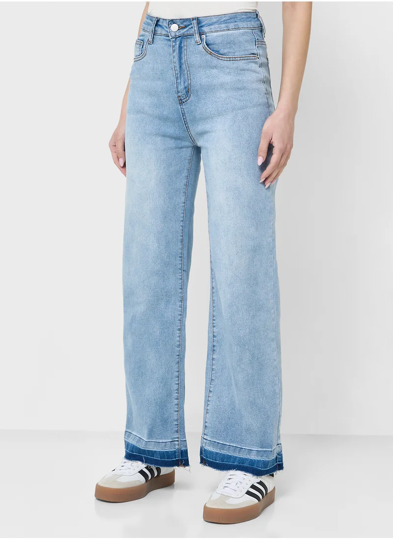 جينجر Mid Rise Stone Wash Jeans