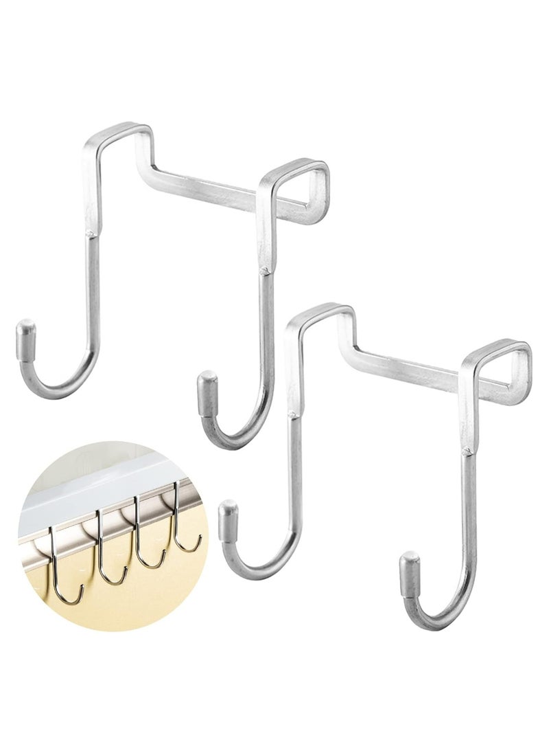 Oasisgalore 2 Pcs Over Door Hooks, S-Shaped Shower & Towel Hooks for Kitchen, Bathroom & Closet (Silver)  - Image 1