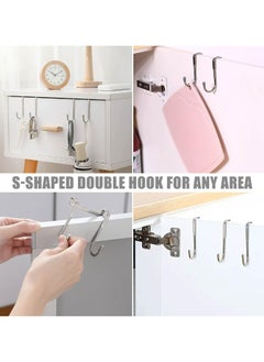 Oasisgalore 2 Pcs Over Door Hooks, S-Shaped Shower & Towel Hooks for Kitchen, Bathroom & Closet (Silver)  - Image 2