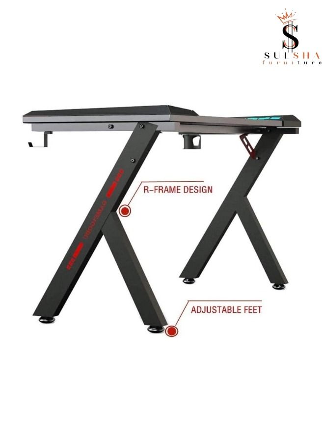 سلشا مكتب ألعاب مع إضاءة ألوان RGB LED خطاف سماعة رأس حامل أكواب مقاس 120 سم - Image 2