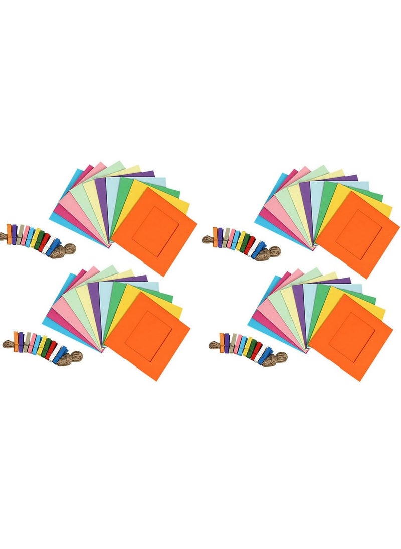 WOODONICK STORE WOODONICK Paper Photo Frame with Clips and Thread Cardboard Picture Frames with Clips and Strings Colorful DIY Clip Photo Holders Photo Hanging Display Kit Wall Decor for HomePartyOffice 10PCs  - Image 1
