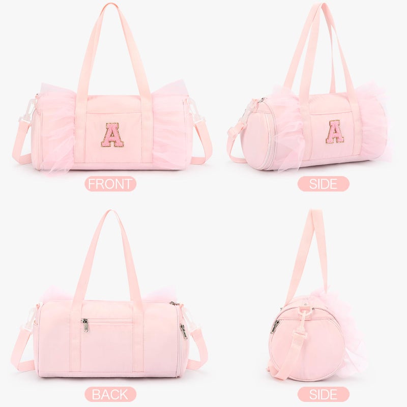 mibasies Dance Bag for Girls 4-6: Kids Duffle Bag - Ballet Bags - Personalized Letter Girls Gifts Pink A - Image 4