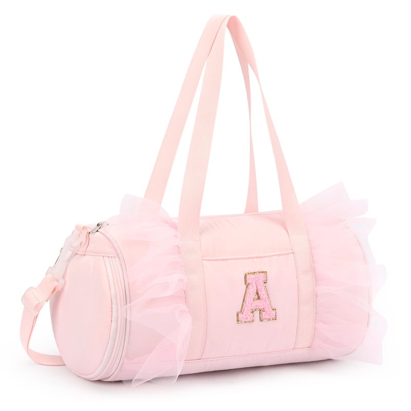mibasies Dance Bag for Girls 4-6: Kids Duffle Bag - Ballet Bags - Personalized Letter Girls Gifts Pink A - Image 1