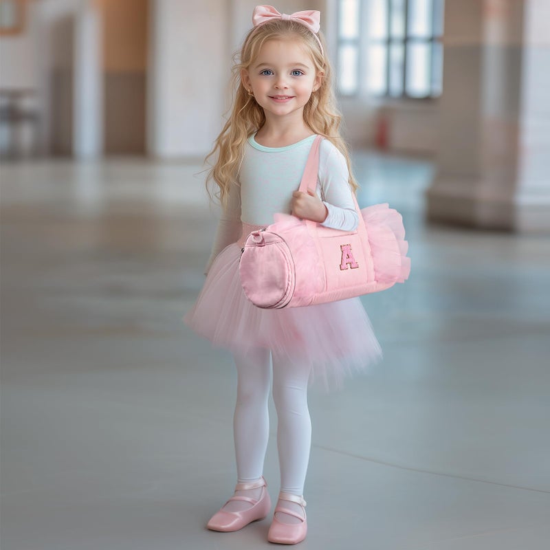 mibasies Dance Bag for Girls 4-6: Kids Duffle Bag - Ballet Bags - Personalized Letter Girls Gifts Pink A - Image 2