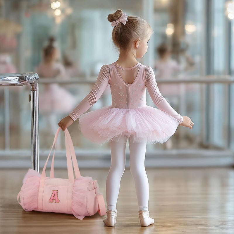 mibasies Dance Bag for Girls 4-6: Kids Duffle Bag - Ballet Bags - Personalized Letter Girls Gifts Pink A - Image 5