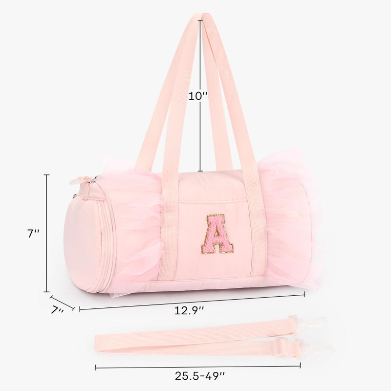 mibasies Dance Bag for Girls 4-6: Kids Duffle Bag - Ballet Bags - Personalized Letter Girls Gifts Pink A - Image 3