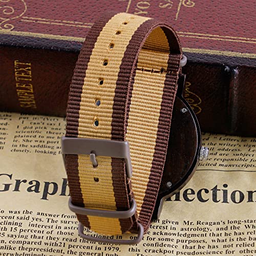Dentily Inverted Geometric Wood Watch Analog Quartz Watch for Men Handmade Nylon Strap Wooden Mens Watches - Image 4