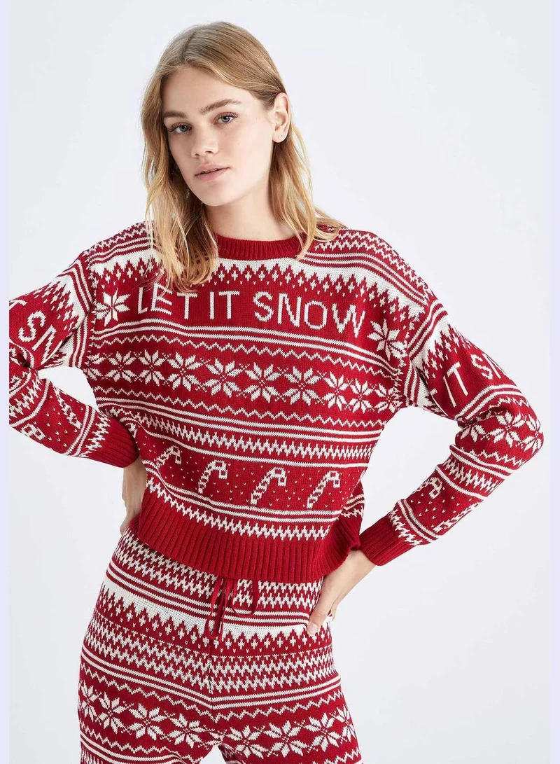 DeFacto New Year Woman Crew Neck Long Sleeve Tricot Pullover