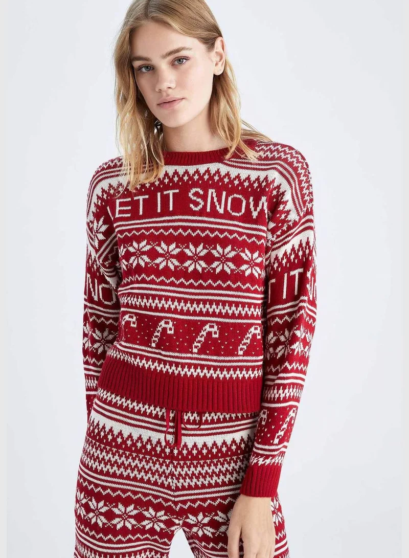 DeFacto New Year Woman Crew Neck Long Sleeve Tricot Pullover
