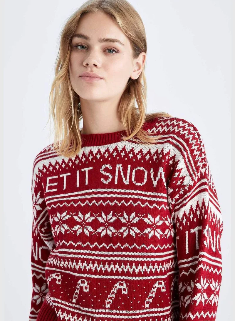 DeFacto New Year Woman Crew Neck Long Sleeve Tricot Pullover