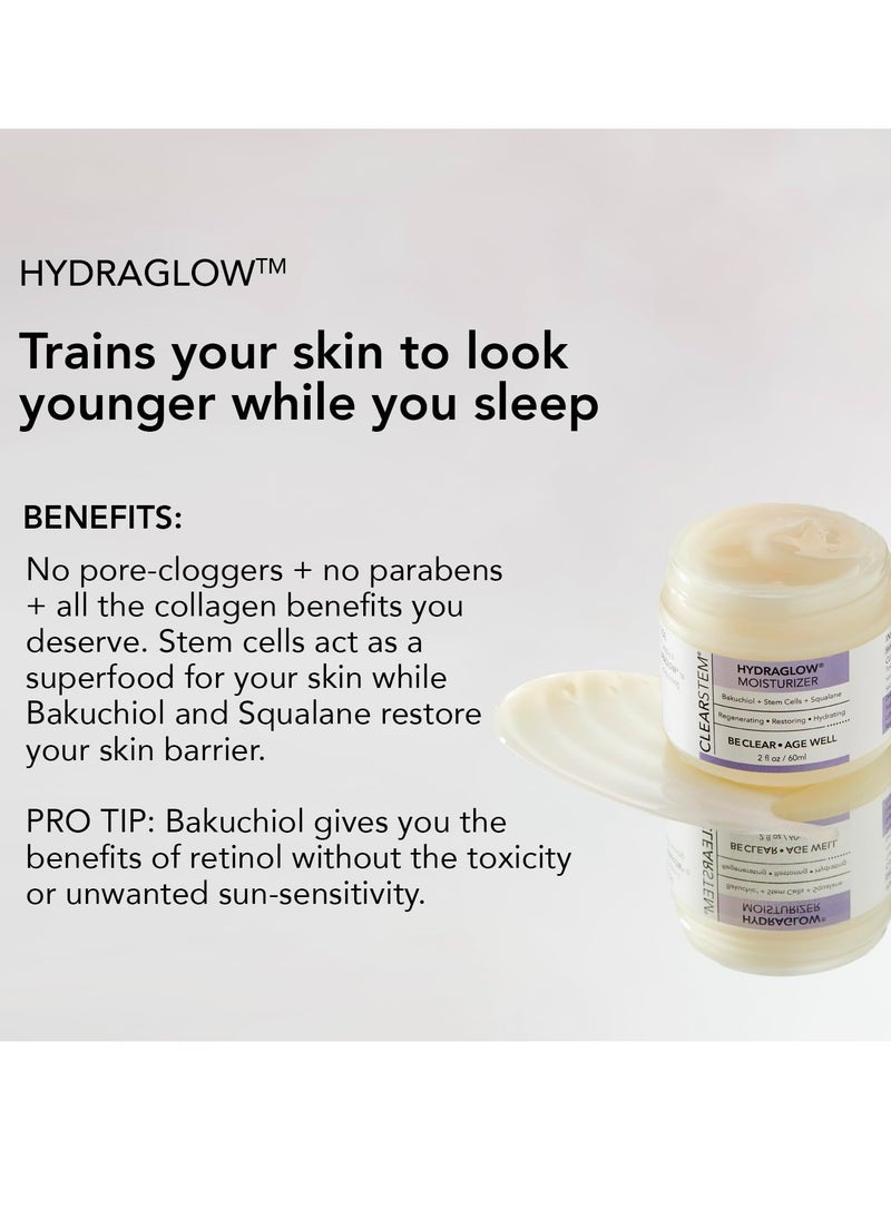CLEARstem CLEARSTEM - HYDRAGLOW Stem Cell Moisturizer - Bakuchiol + Squalene - Youthful Skin Face Moisturizer - All Skin Types - Facial Skin Care Products - Vegan, Gluten Free, Cruelty Free - 2 fl oz / 60ml  - Image 2