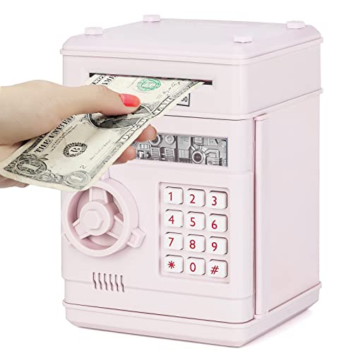 Refasy Electronic Piggy Bank Money Safe Password Money Box for Kids Ages 3 ATM Bank Safe Coin Cash Banks Money Saving Box Birthday for Boys Girls 3 4 5 6 7 8 9 10 Years Old - Image 1