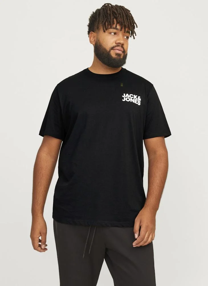 جاك اند جونز Plus Size Logo Crew Neck T-Shirt