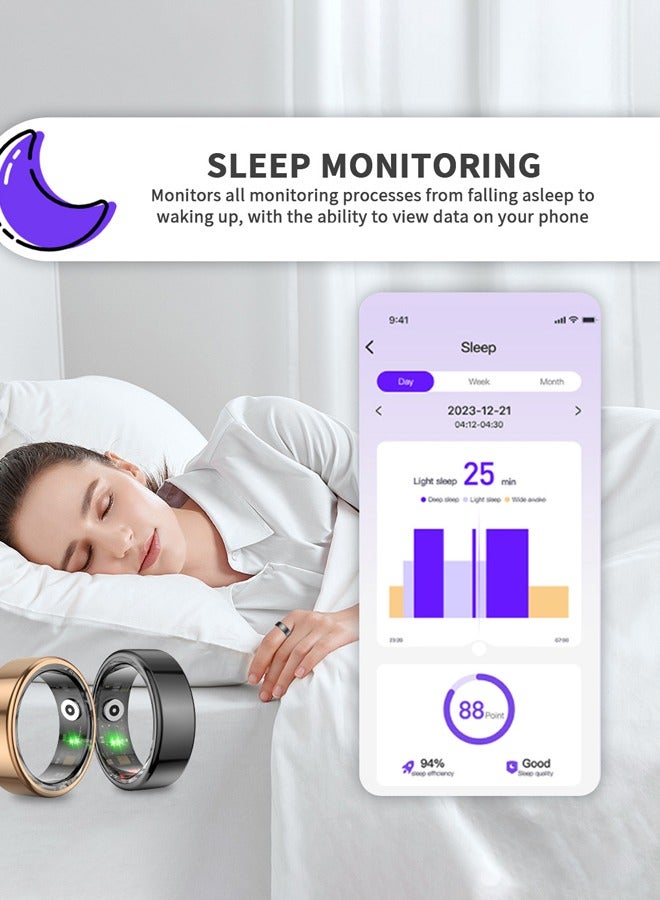 Smart Ring Oxygen Monitor, Waterproof, Pedometer, Calorie Counter, Health Sleep Tracker Ring - Image 5