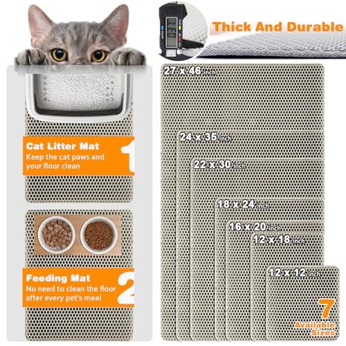 blissstorm Waterproof Cat Litter Mat Double Layer EVA OdorFree Large Grid Urine Proof Easy Cleanup Khaki 12 x 12 - Image 3