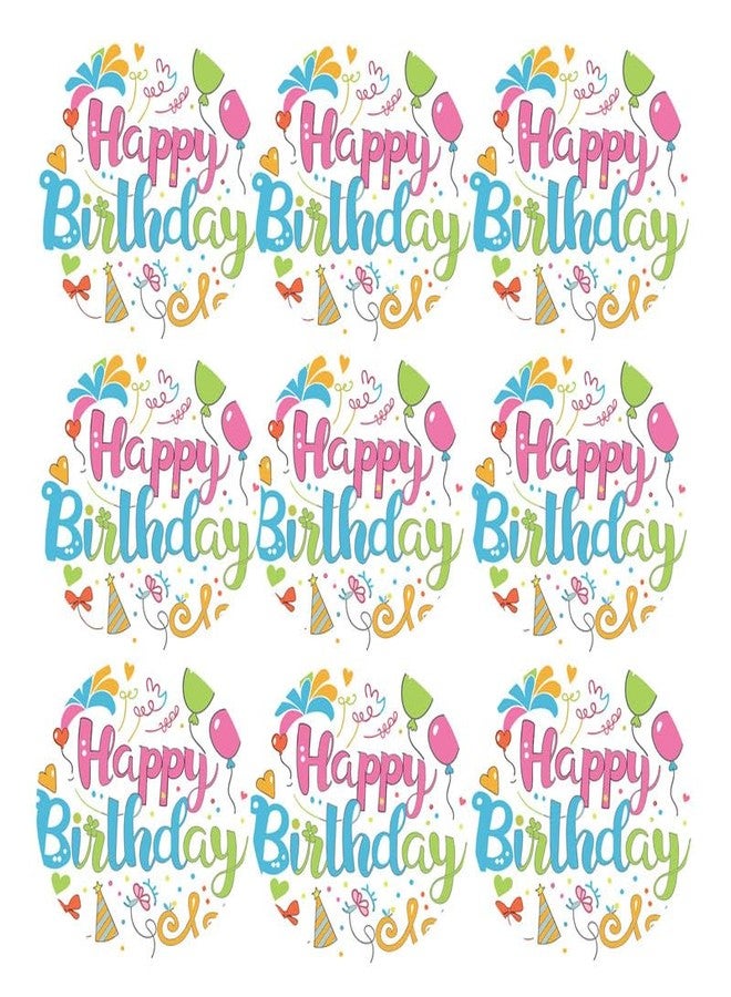 SLGIFT Vinyl Happy Birthday Theme Sticker, Self-Adhesive Vinyl Stickers, 54 Pieces, 2 x 2 Inches Round Sticker, 9 Unique Designs, R053 - Image 2