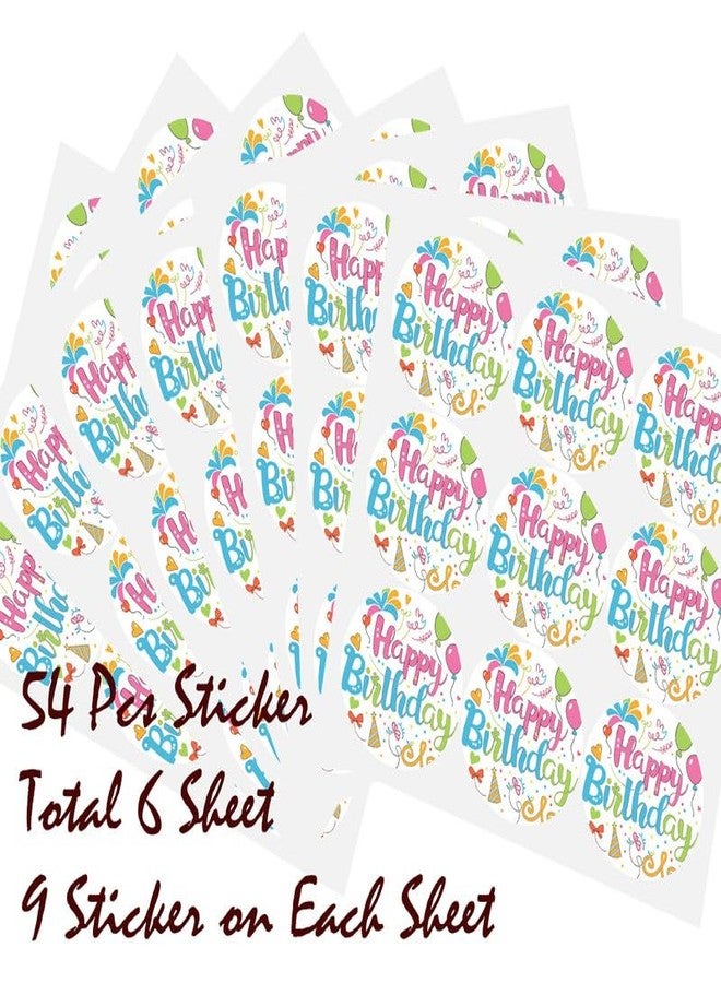 SLGIFT Vinyl Happy Birthday Theme Sticker, Self-Adhesive Vinyl Stickers, 54 Pieces, 2 x 2 Inches Round Sticker, 9 Unique Designs, R053 - Image 4