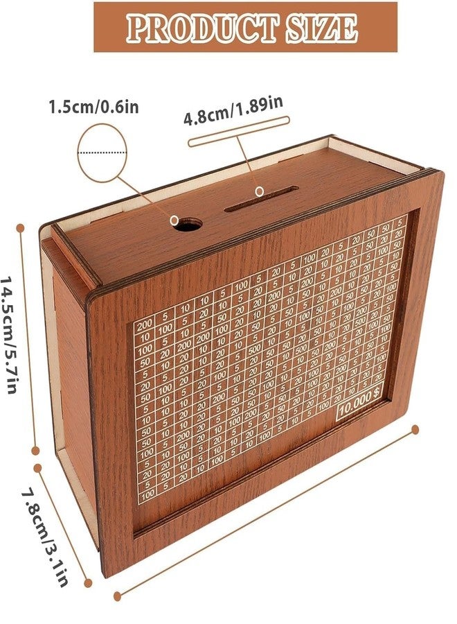 ZELVO Wooden Handicraft Piggy Bank for Kids & Adults, Coin Box Carved Design, Savings Box, Mini Bank, Donation Box, Smart Money Box, Wooden Coin Box, Money Saver, Piggy Bank with Numbers (Brown) - Image 2