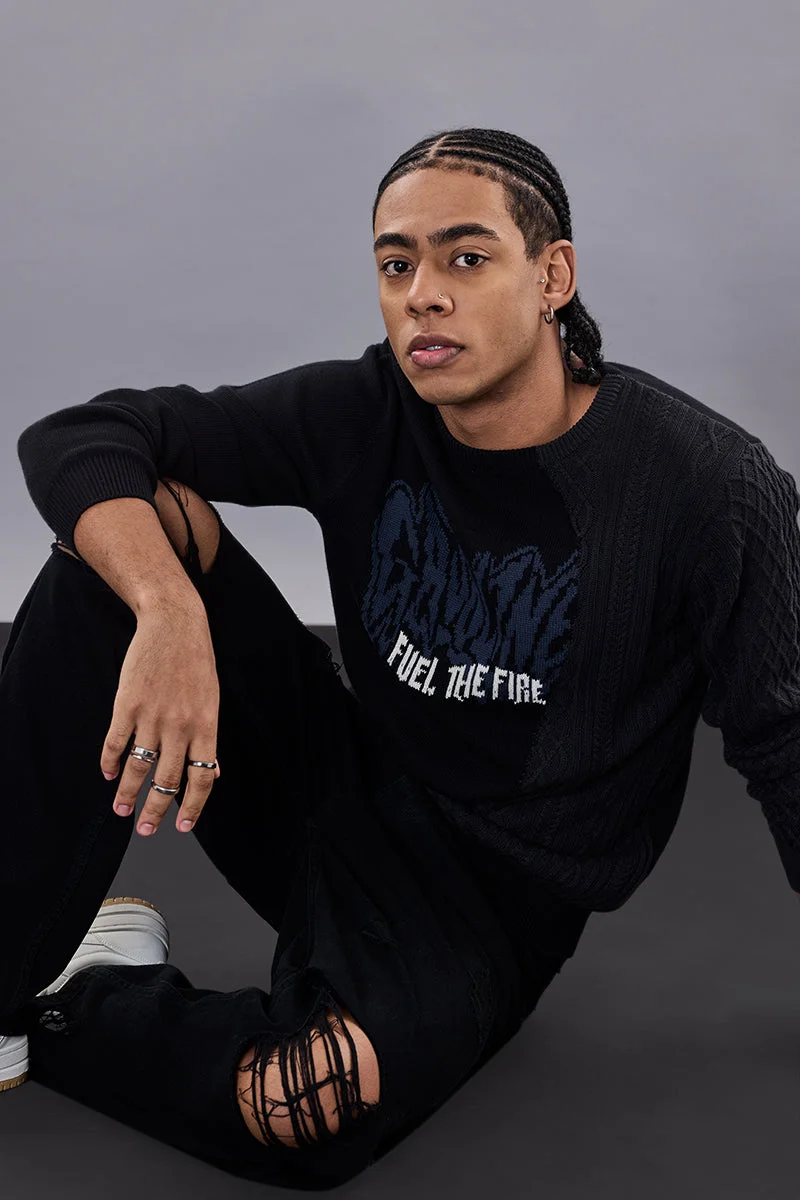 SNITCH Snitch Revolution Gasoline Jacquard Knitted Sweater